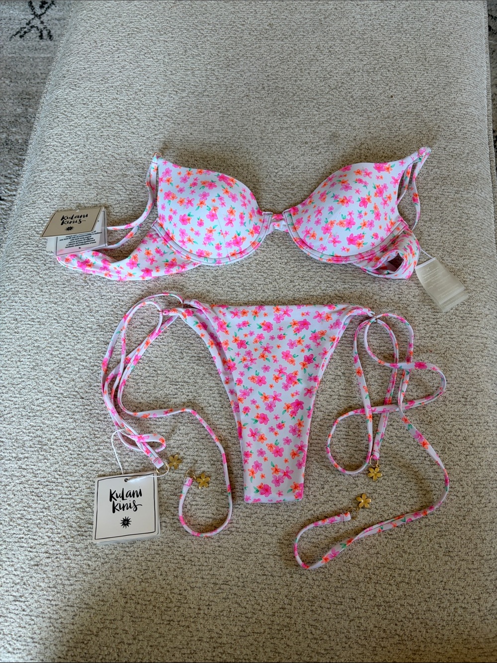Kulani Kinis Flamingo Flora Bikini Set M/L - NWT
